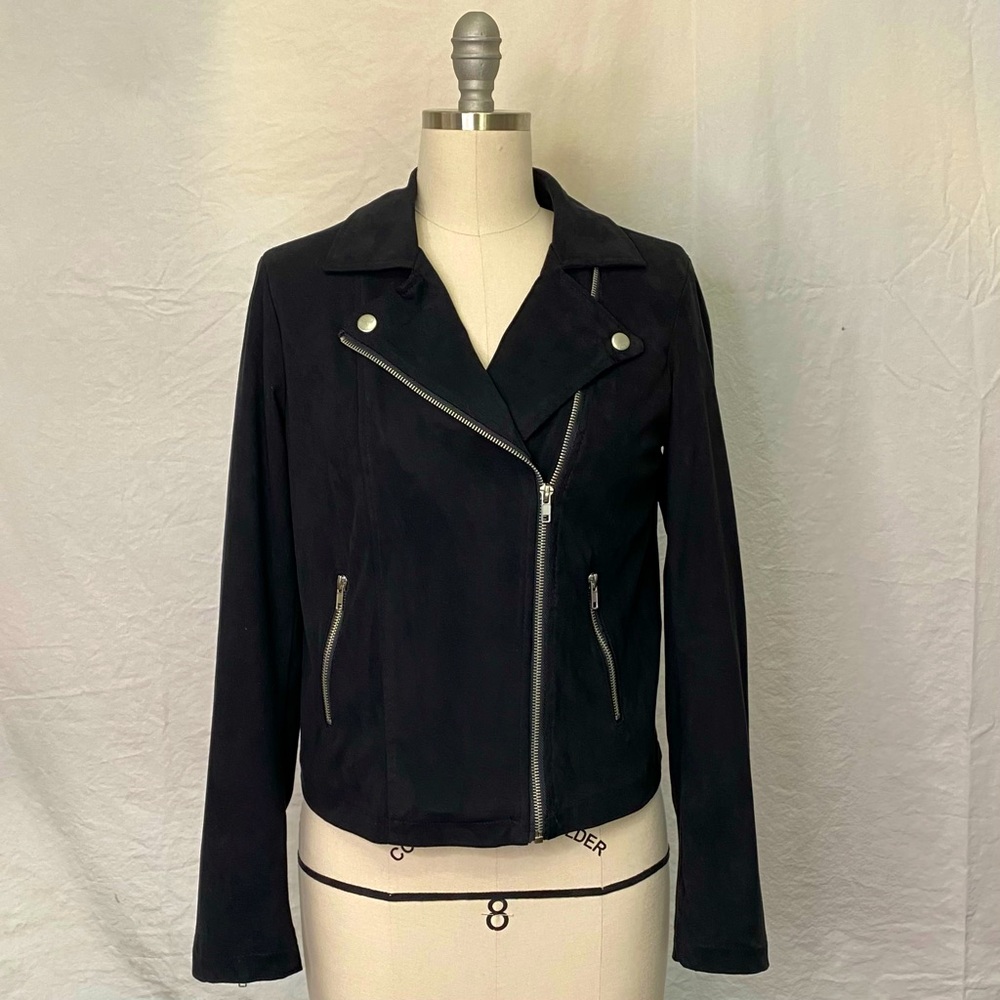 Faux suede moto jacket